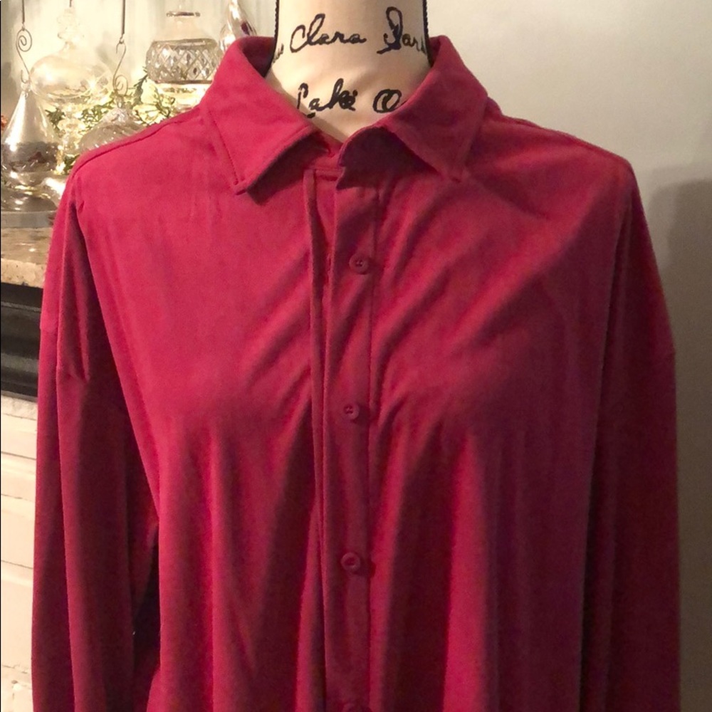 Fuchsia Sueded Long Sleeve Blouse